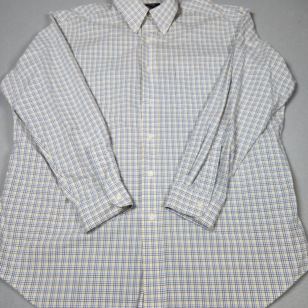 American Living Button-Down Plaid Dress Shirt in Blue and White